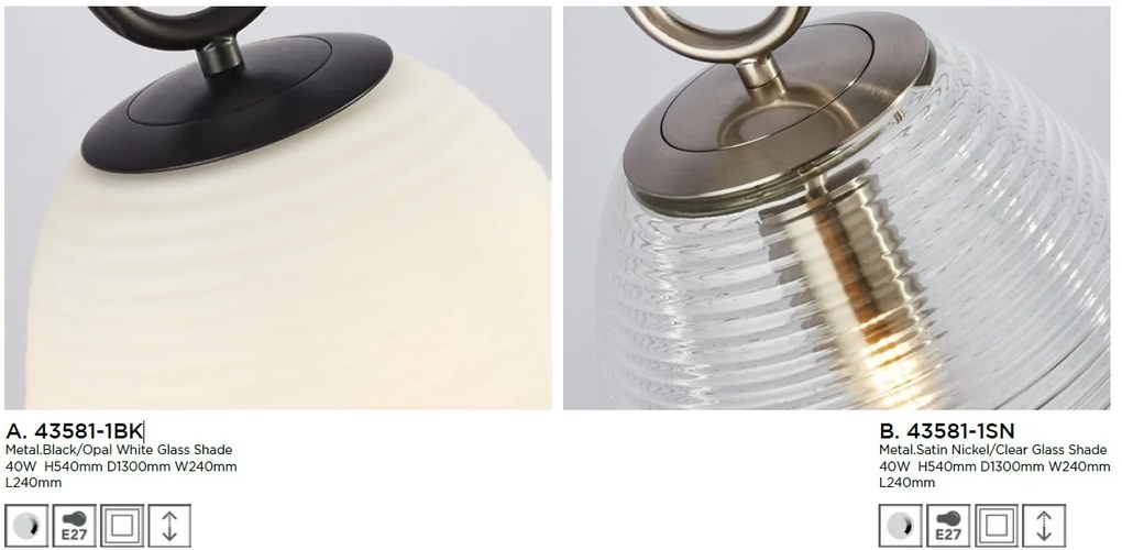 Pendul sticla deco stil modern Elixir clar / satin nickel 43581-1SN SRT