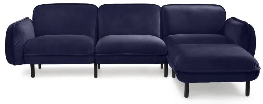 Canapea cu tapițerie din catifea EMKO Bean, albastru închis