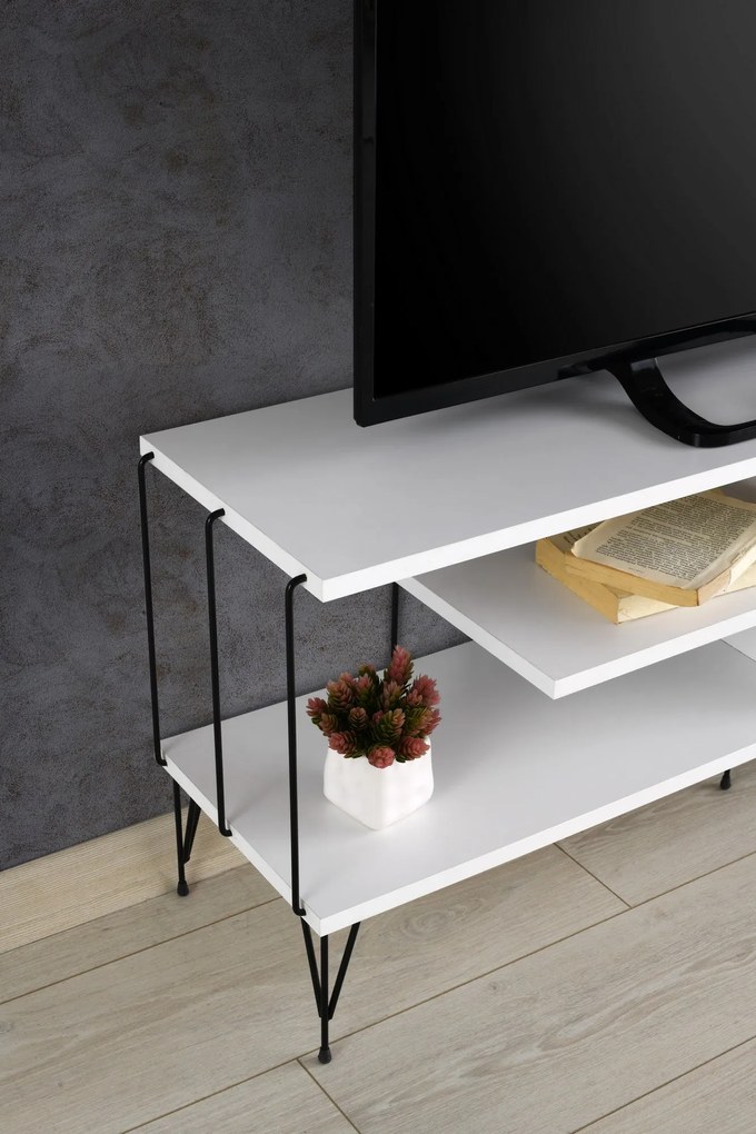 Comoda TV Eze, Crem - Alb - Maro - Gri, 120 x 45 x 30 cm