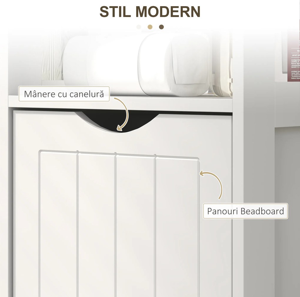 HOMCOM Mobilier de Baie cu 3 Rafturi Deschise și 2 Sertare, 30x30x141.2 cm, Alb | Aosom Romania