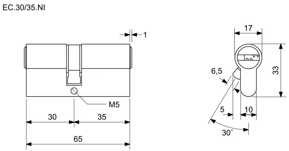 Cilindru de construcție Richter EC.30/35.NI 30 +35mm, 3 chei