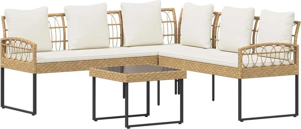 vidaXL Set de canapele pentru grădină 2 pcs natural Poli Rattan Oțel