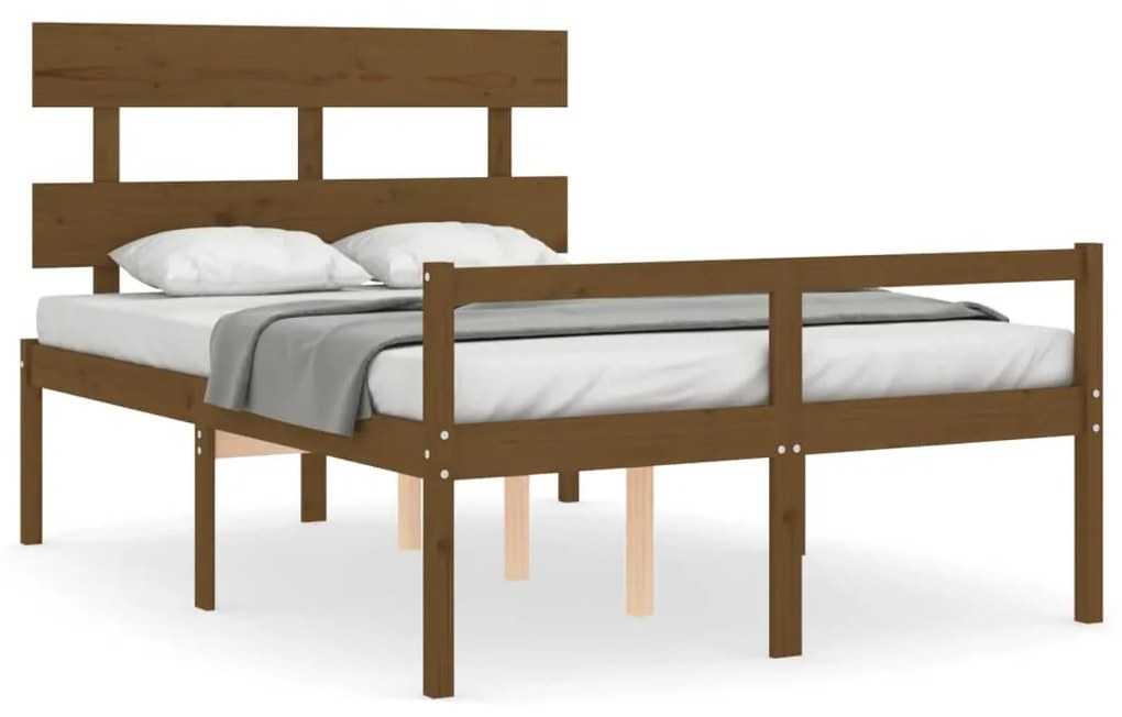 3195354 vidaXL Cadru de pat senior cu tăblie, 140x200 cm maro miere lemn masiv