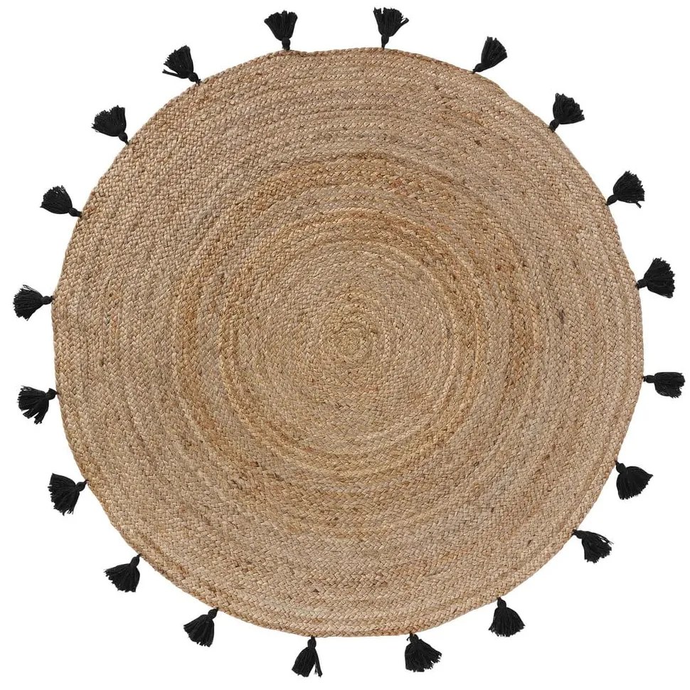 Covor negru-natural rotund ø 120 cm Shira – douceur d'intérieur