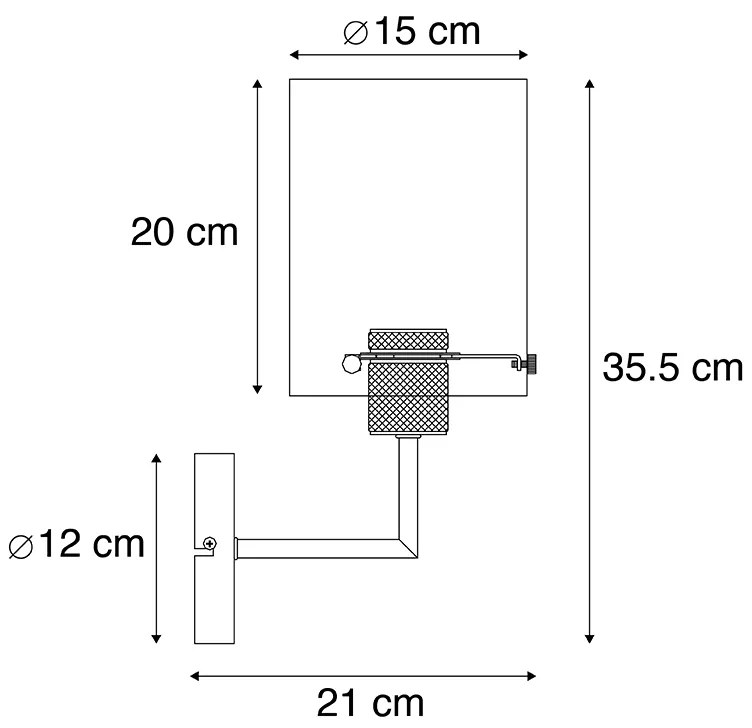 Lampa de perete de design neagra cu sticla fumurie - Dome