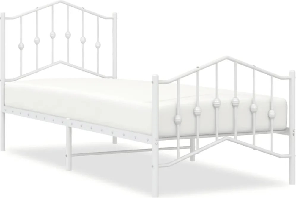 vidaXL Cadru de pat metalic cu tăblie de cap/picioare alb, 80x200 cm