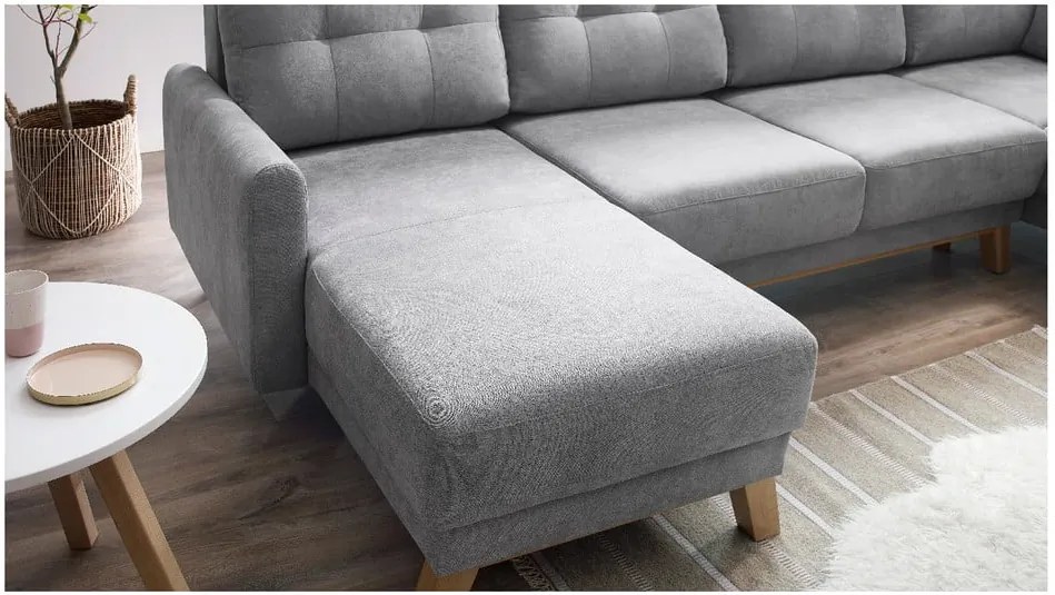 Colțar extensibil cu șezlong pe partea dreaptă Bobochic Paris Balio, gri