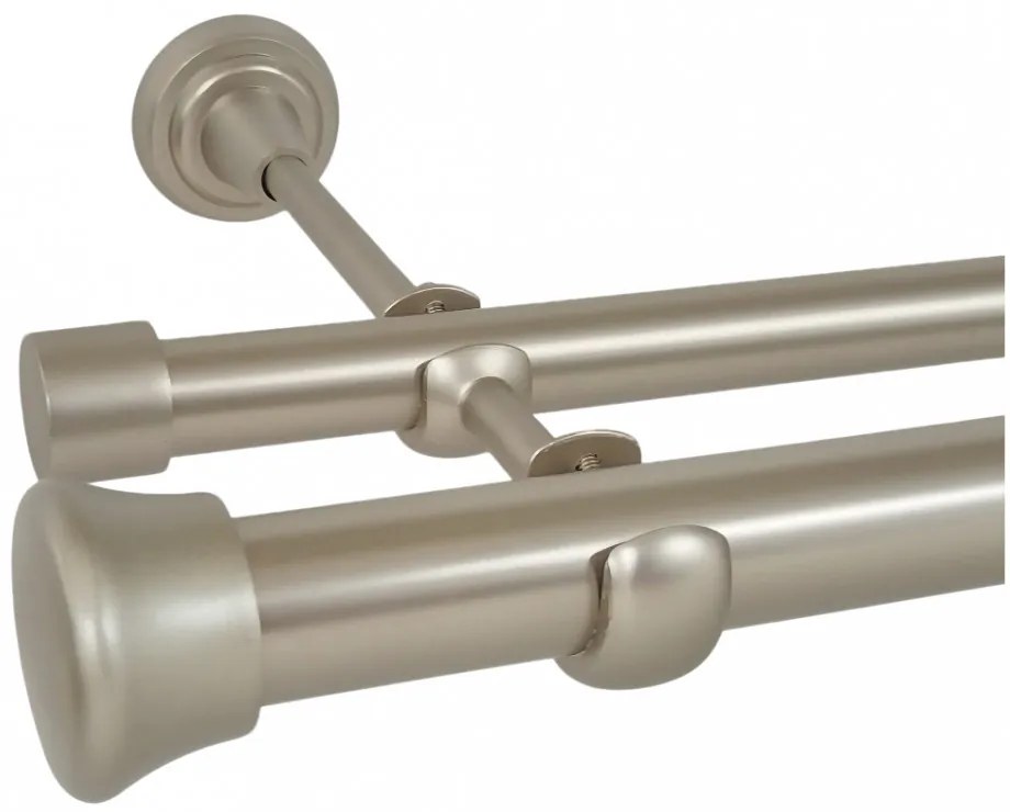 Galerie dubla fara inele FULDA 25/19 - CROM MAT (Alege marime: 140 cm)
