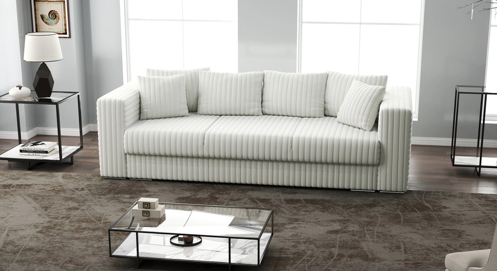Canapea extensibilă dumonde cu ladă de depozitare si sezut confortabil din spuma high-density, Gloria Ambience Ivory 240x100 cm