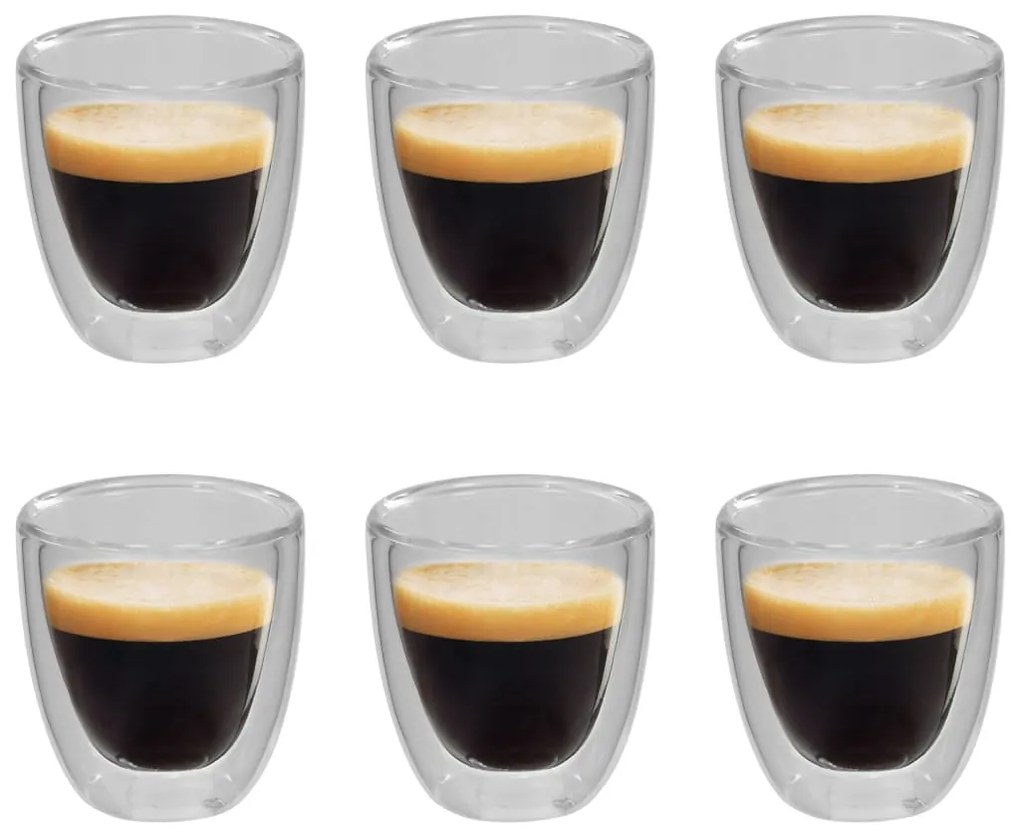 50831 vidaXL Pahar termic perete dublu pentru cafea espresso, 6 buc., 80 ml