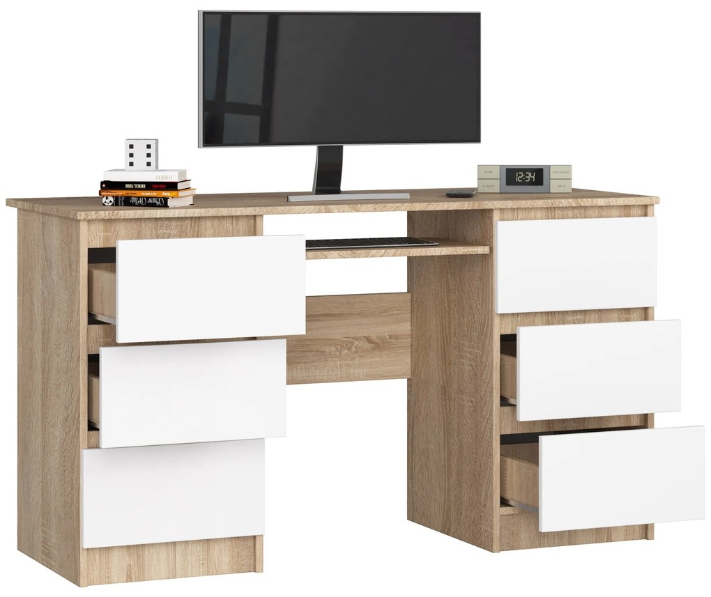 Masă PC Behati (Stejar sonoma + Alb). 1069463