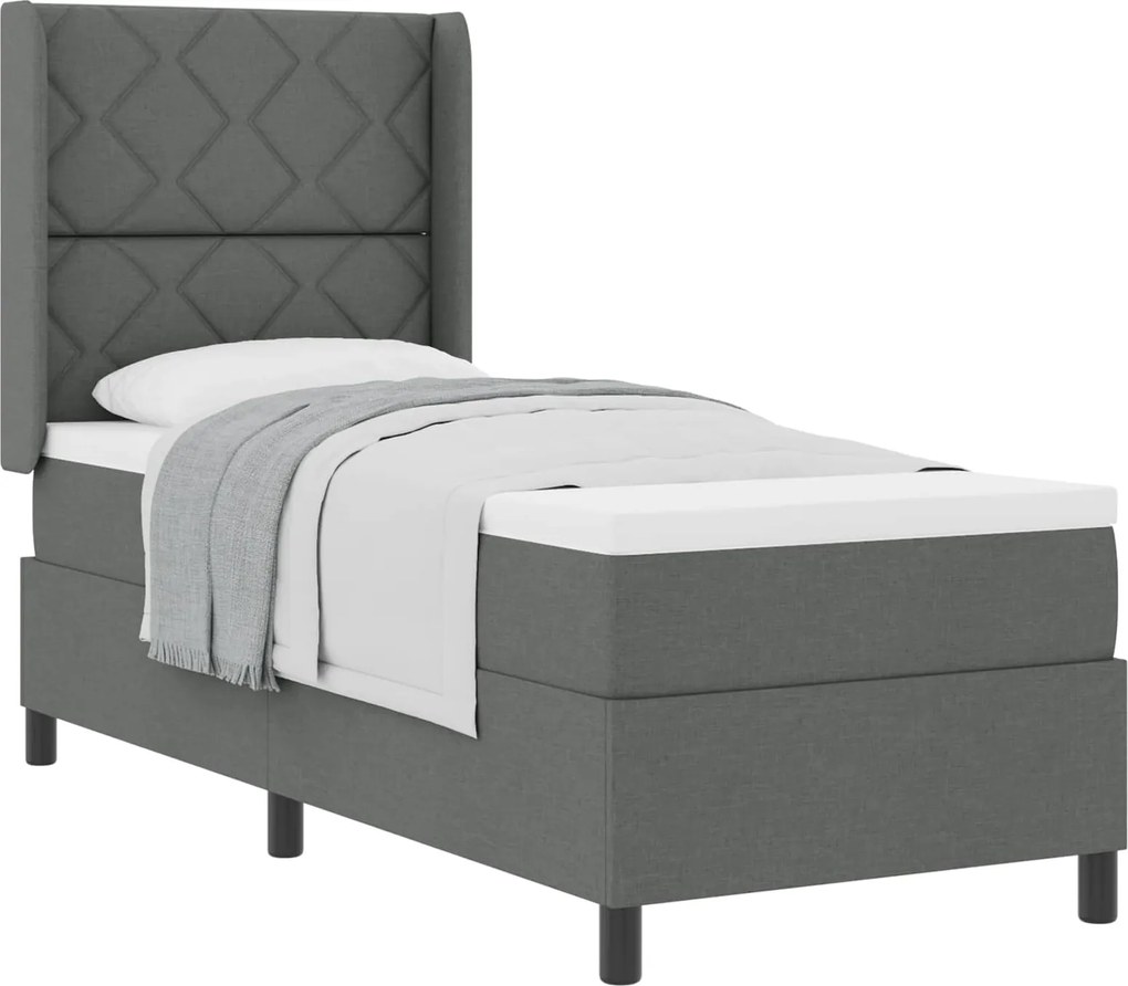 vidaXL Pat cu arcuri cu saltea Gri închis 200 x 80 cm țesătură