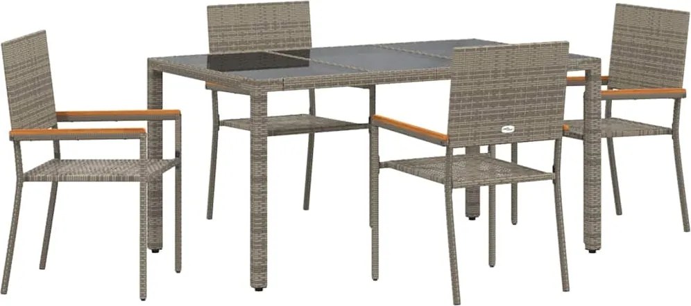 vidaXL Set de masă pentru grădină 5 pcs Gri poliratan