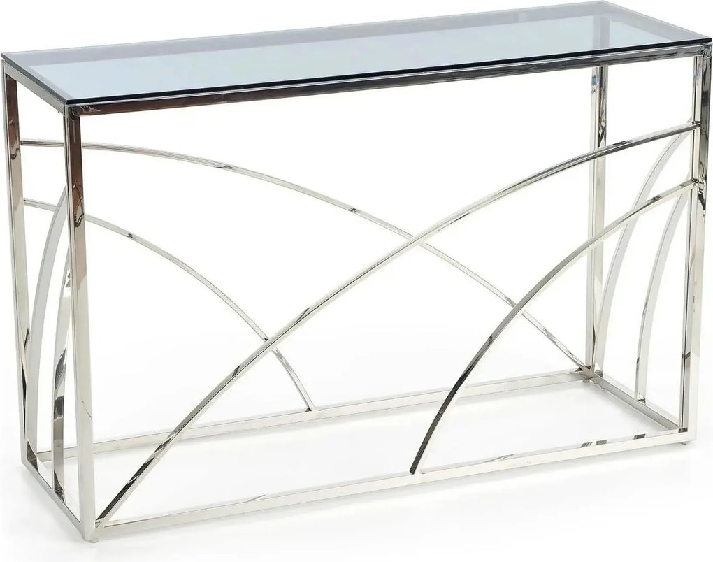 Consola KN5, negru fumuriu/crom, sticla securizata/otel, 120x40x78 cm