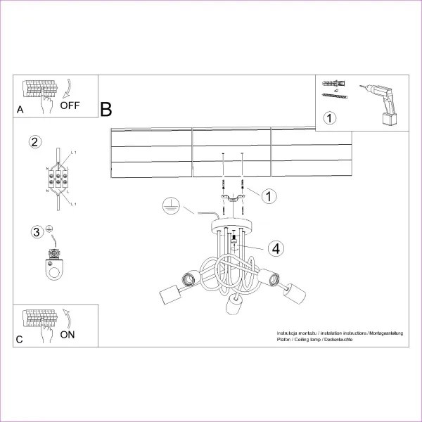 Lustră aplicată Sollux SL.1475 EMBER 5xE27/15W/230V alb/bej/fag