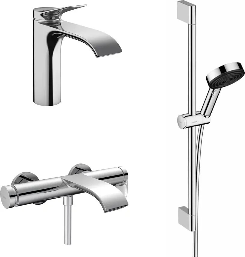 Set baterii lavoar, cada si set de dus Hansgrohe Vivenis crom