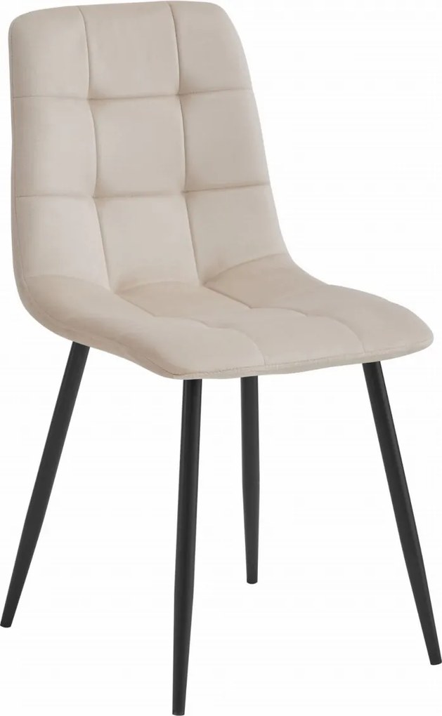 OFERTA Scaun de catifea bej KARA cu picioare negre II. calitate