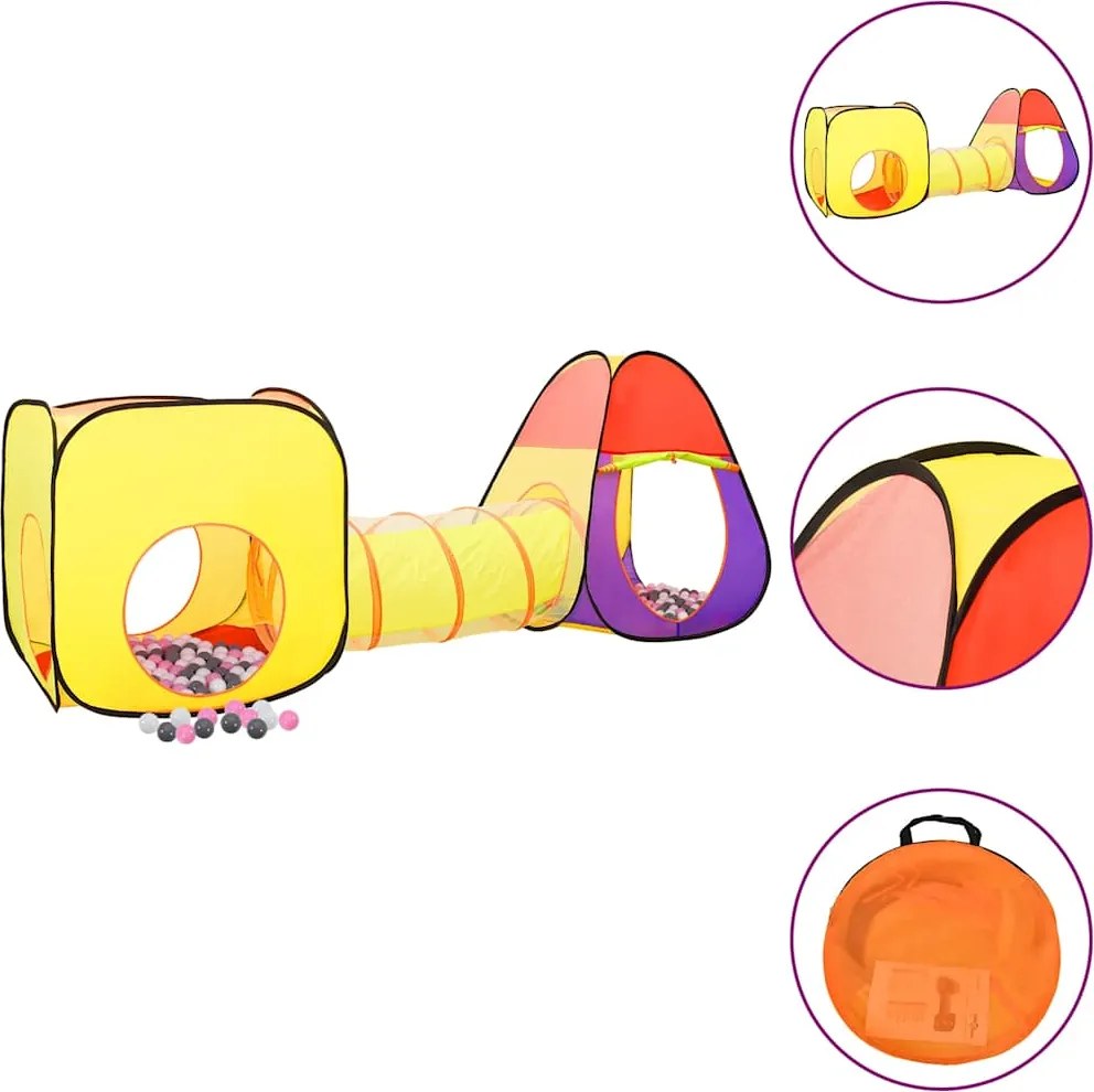 vidaXL Cort de joacă pentru copii 250 bile, multicolor, 255x80x100 cm