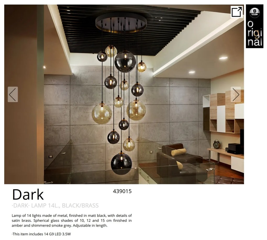 Lustra XXL suspendata cu 14 pendule design modern Dark