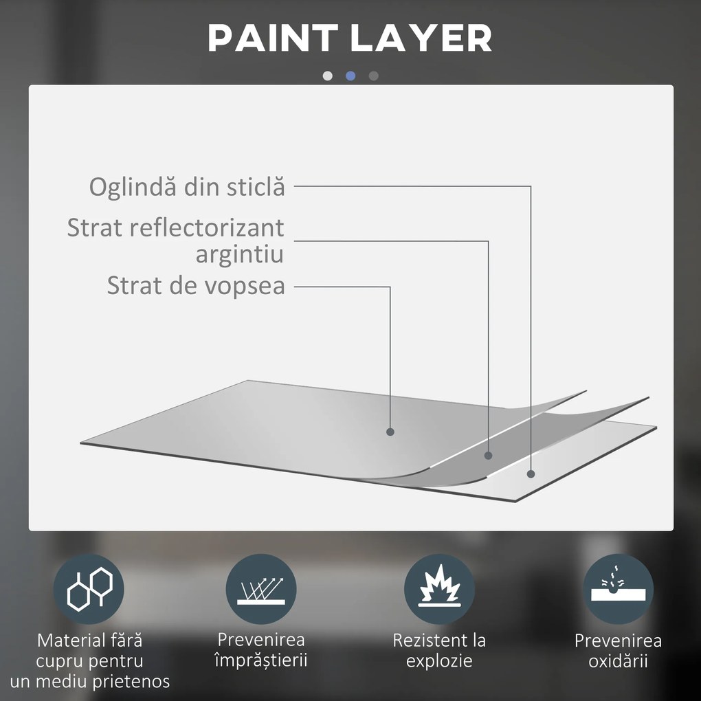 Kleankin Oglinda de Baie Rotunda cu Lumina LED in 3 Culori si intrerupatoare Touch, Ø70x3.5 cm, Transparent | Aosom Romania