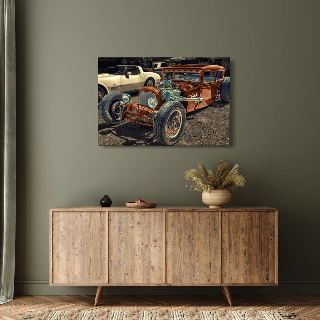 Tablou cu mașina maro (90x60 cm)