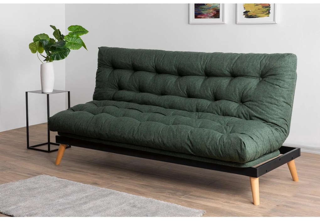 Canapea extensibilă Sakotta (Verde + Lemn). 1107029