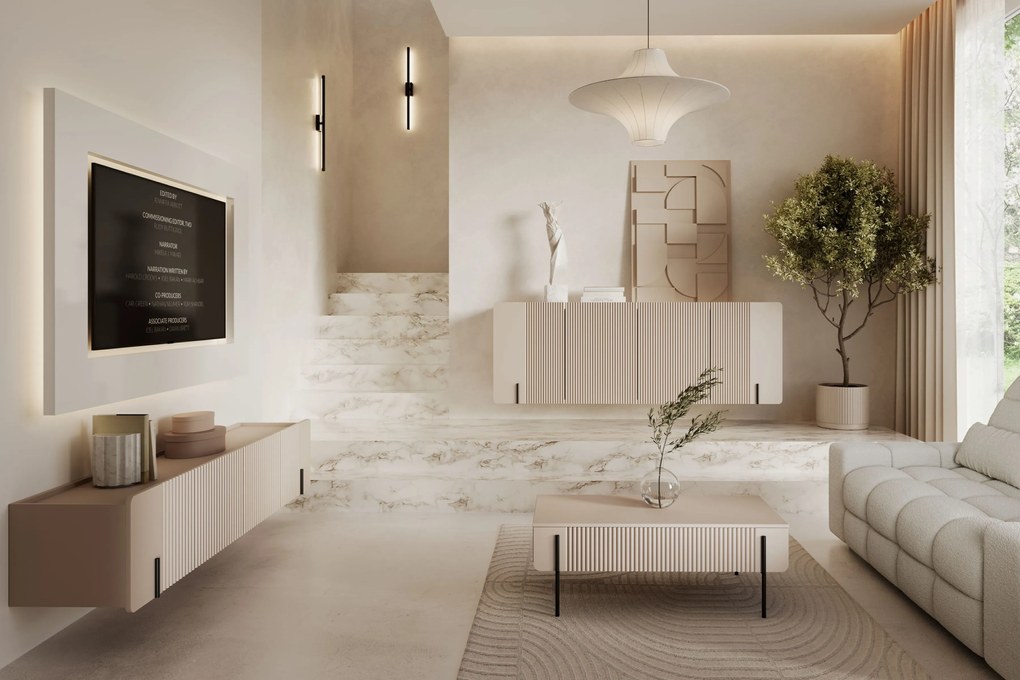 Măsuță de cafea Malmi 100 cm cu sertare - casmir / picioare negre