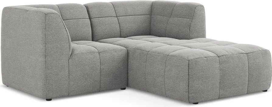 Colțar gri cu tapițerie din țesătură bouclé (cu colț pe partea dreaptă/cu șezlong) Aloha – Makamii