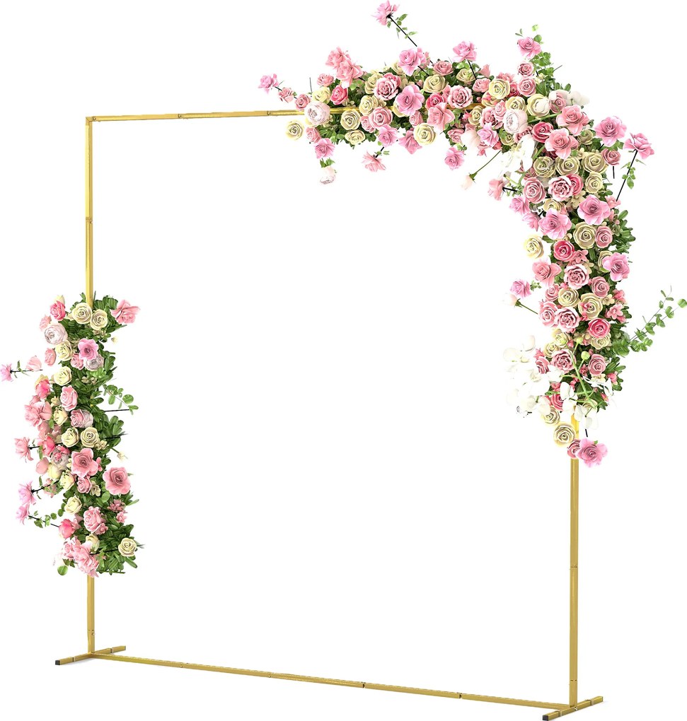 Outsunny Arc de grădină pentru trandafiri din metal Arc de nuntă rezistent la intemperii pentru decor terasă 200x40x200 cm auriu | Aosom Romania