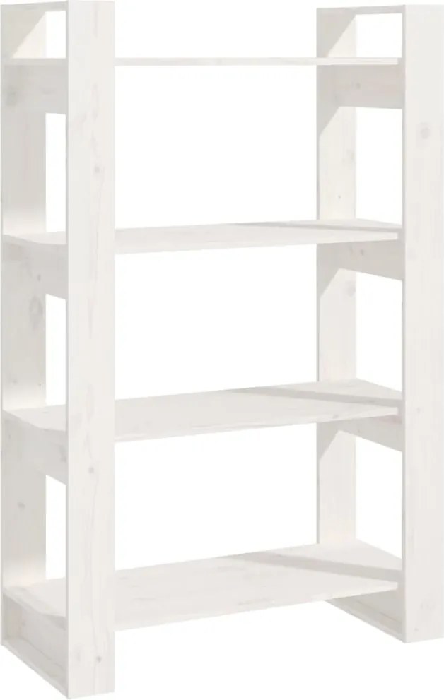 vidaXL Bibliotecă/Separator cameră, alb, 80x35x125 cm, lemn masiv pin