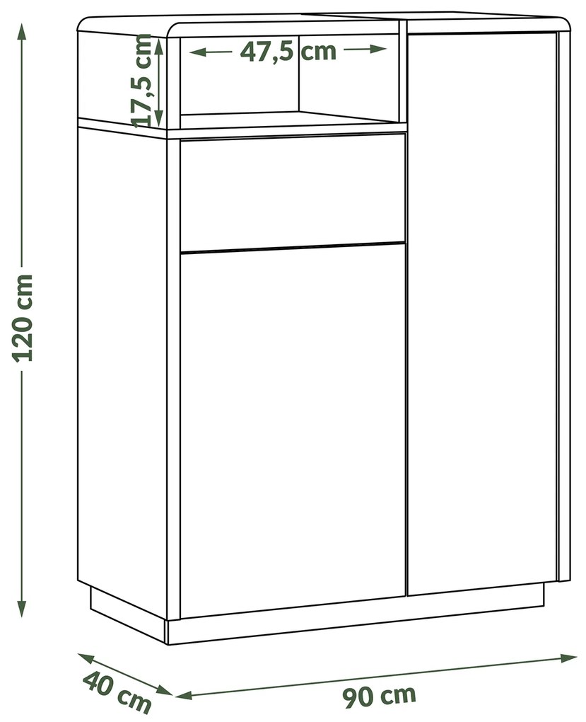 Mazzoni Comodă FOLK K-90 Luciu Alb/Mat + Beton Millenium - MODERNĂ PENTRU CAMERA DE ZI
