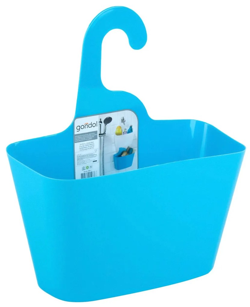 Cos depozitare suspendabil baie, plastic, Albastru, 28x12x32 cm