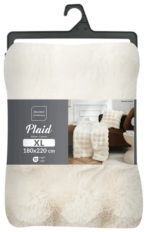 Pătură crem din micropluș/cocolino 180x220 cm Mounty – douceur d'intérieur