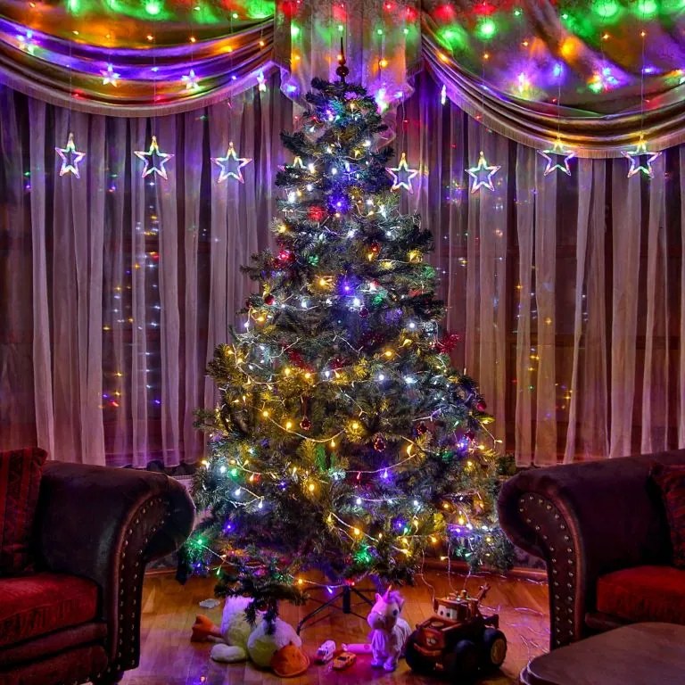 Iluminat LED de Crăciun-10m, 100 LED-uri colorate,pe baterii