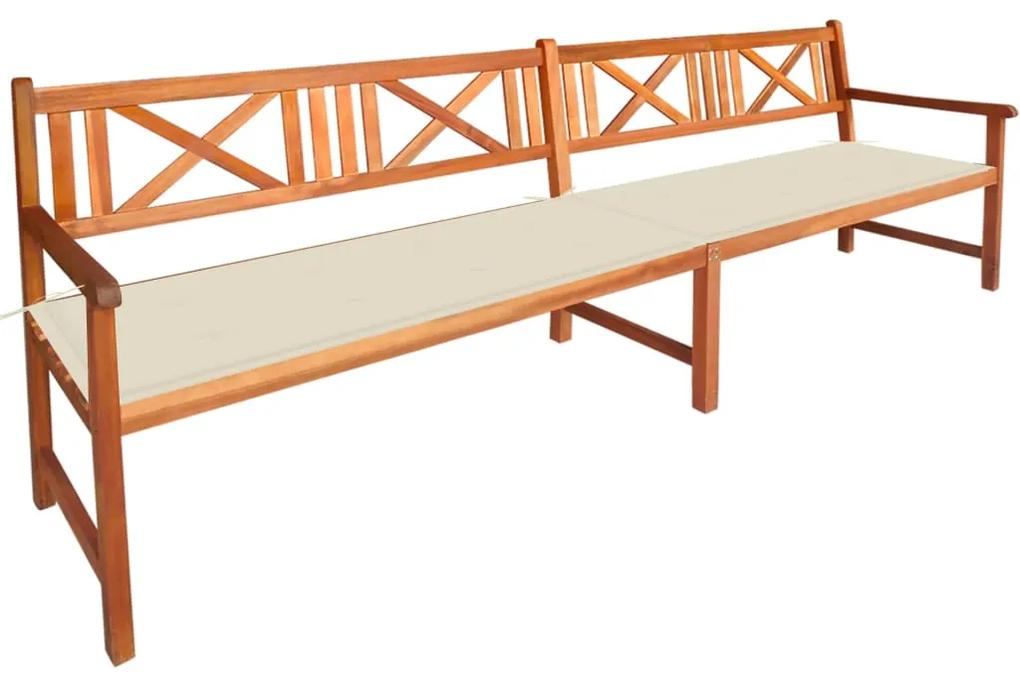 Banca de gradina cu perne, 240 cm, lemn masiv de acacia Crem, 120 x 50 x 4 cm, 1, 1