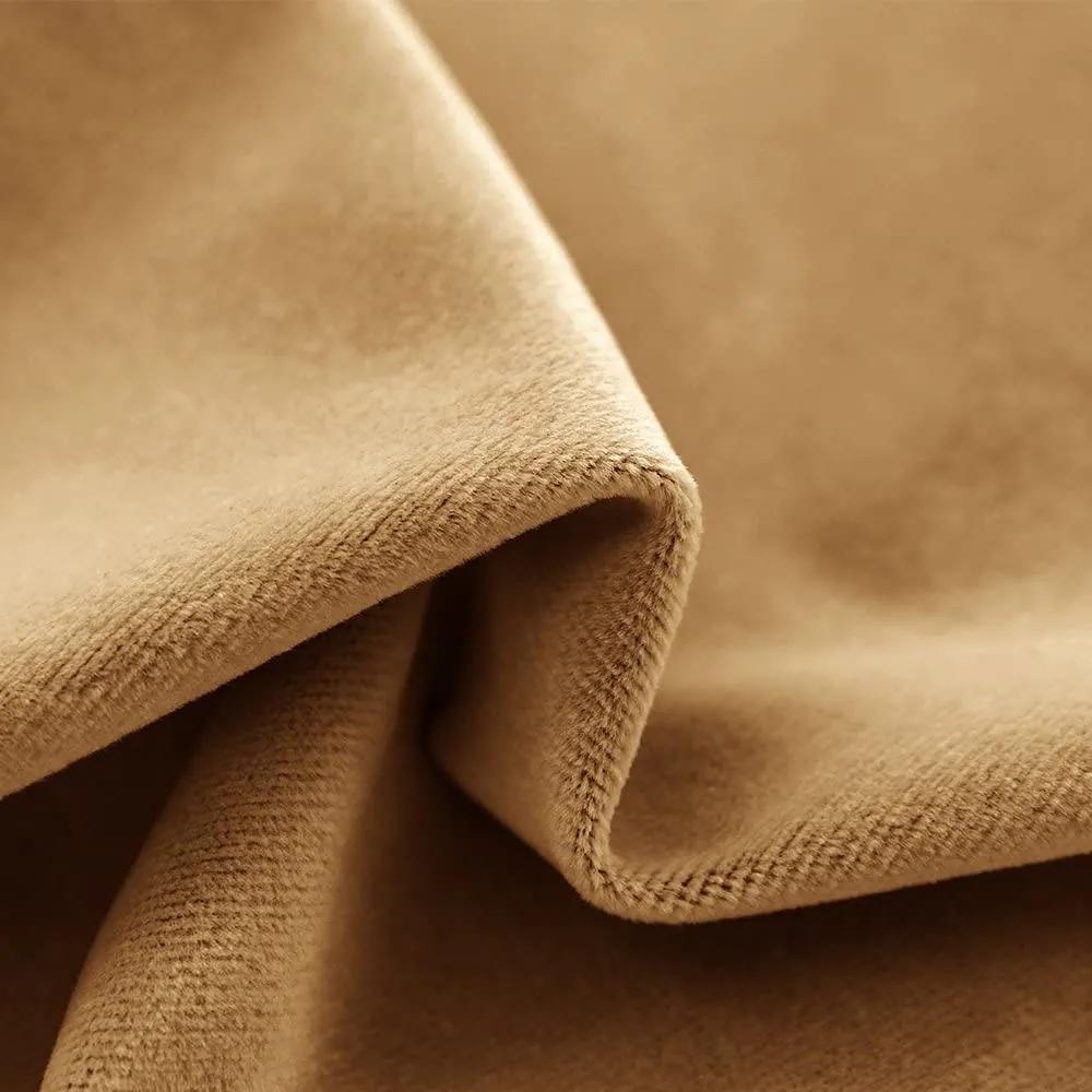 Set draperii soft cu rejansa din bumbac cu 4 ate tip fagure, Super, densitate 200 g/mp, Maro, 2 buc