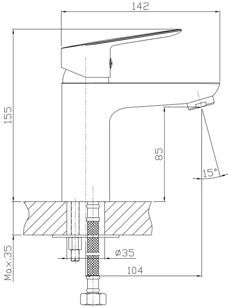 Baterie de lavoar Aqualine LOTTA negru mat