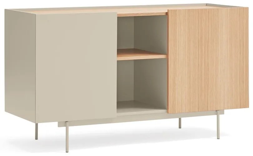 Comodă bej-natural joasă cu aspect de lemn de stejar 130x78 cm Otto – Teulat