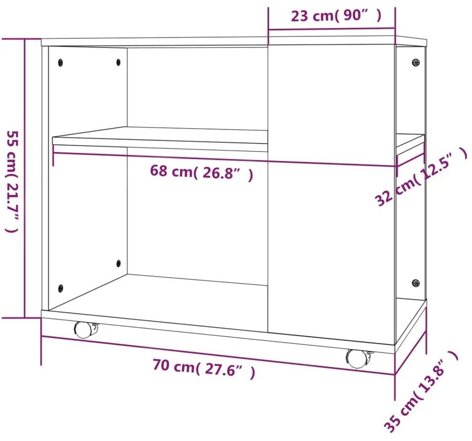 Masuta laterala, stejar maro, 70x35x55 cm, lemn prelucrat 1, Stejar brun