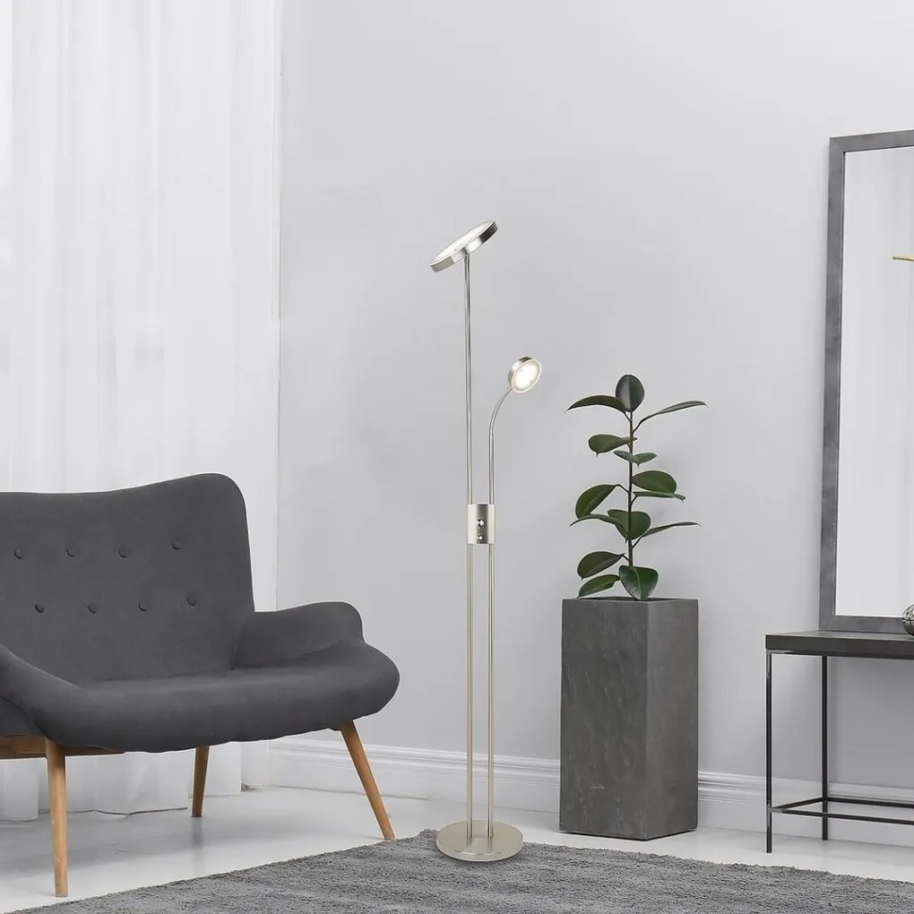 Lampadar LED, lampa de podea design modern Ophus crom satin