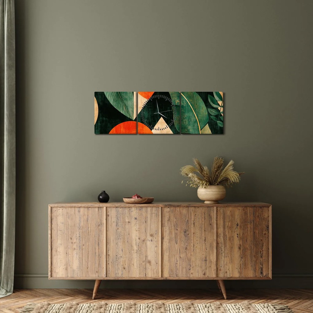 Tablou - Motive naturale geometrice II. (cu ceas) (90x30 cm)