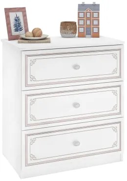 Comoda din pal cu 3 sertare, pentru tineret Selena Small Grey Alb / Gri, l73xA49xH80 cm