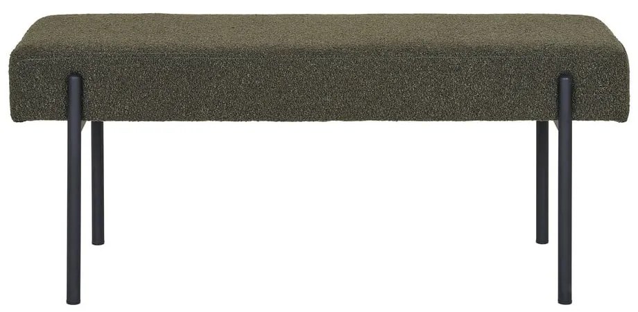 Bancă verde-închis cu tapițerie din țesătură bouclé Swindon – House Nordic