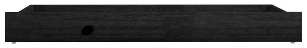 Sertare pat de zi, 2 buc., negru, lemn masiv de pin Negru