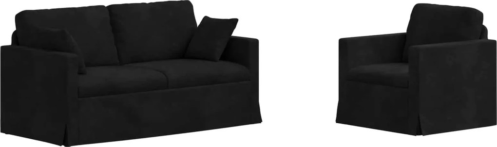 vidaXL Set de canapea 2 pcs Negru 158 x 78 x 80 cm Catifea