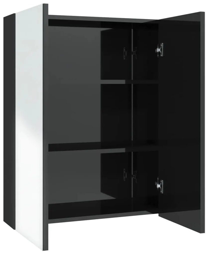 331524 vidaXL Dulap de baie cu oglindă, negru strălucitor, 60x15x75 cm, MDF