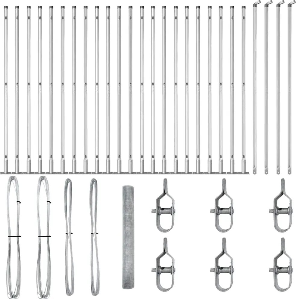 vidaXL Stâlp de gard. Argintiu 50 x 1,2 m (plasă 19 x 19 mm) Oțel