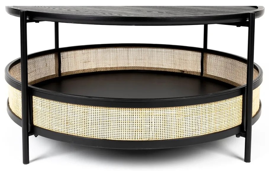 Măsuță de cafea neagră/în culoare naturală rotundă ø 80 cm Makoto – White Label