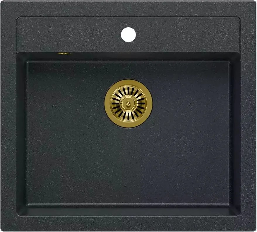 Chiuveta compozit incastrata Quadron Unique Bill 110 negru diamant - auriu 60x54 cm