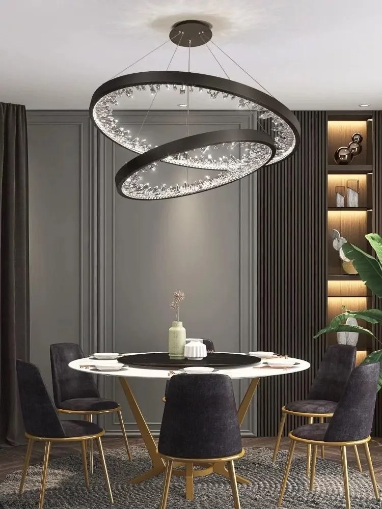 Lustra LED G23529-40+60 BK – 126W, Design Modern, cu Telecomandă și Lumină Reglabilă